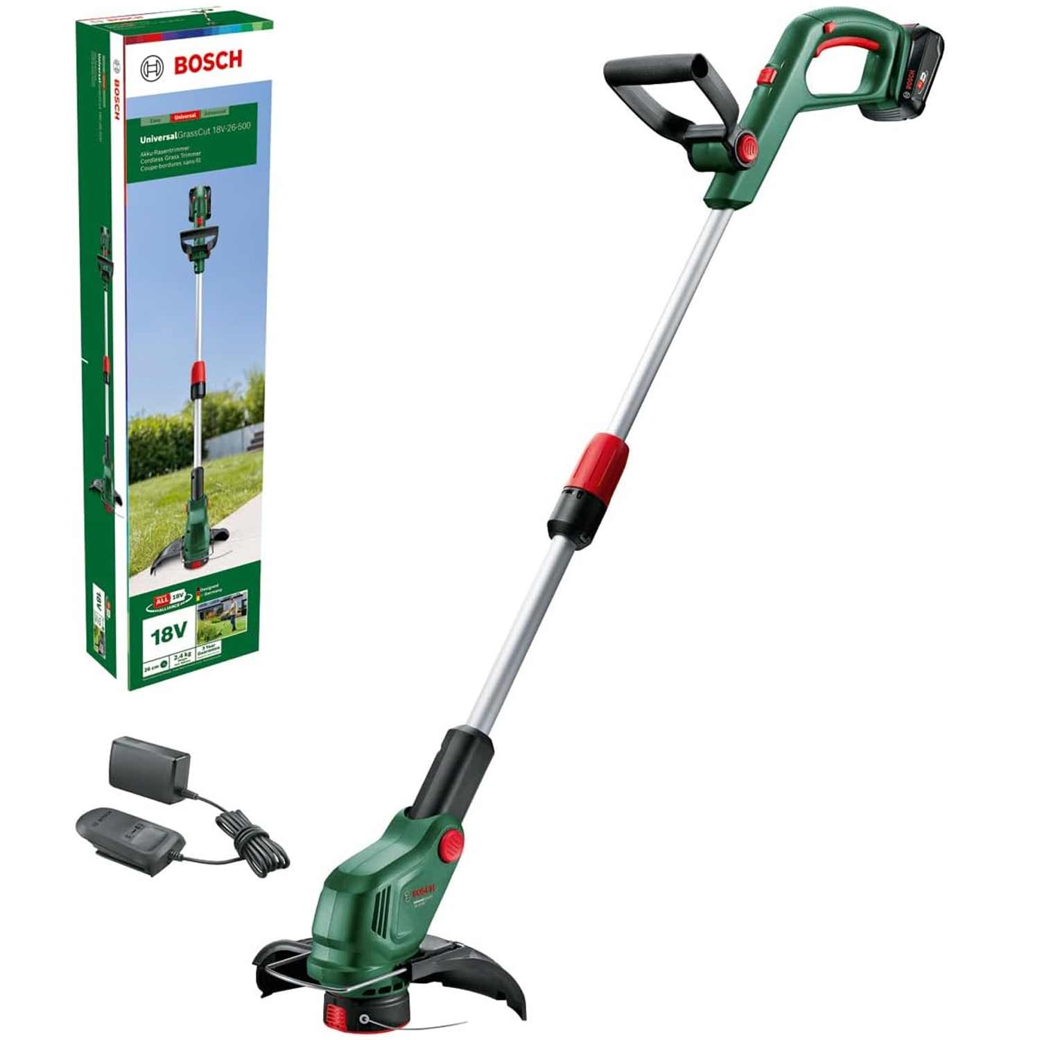 Bosch UniversalGrassCut 18V-26-500 Akku-Rasentrimmer (mit 2,0 Ah Akku & Ladegerät)