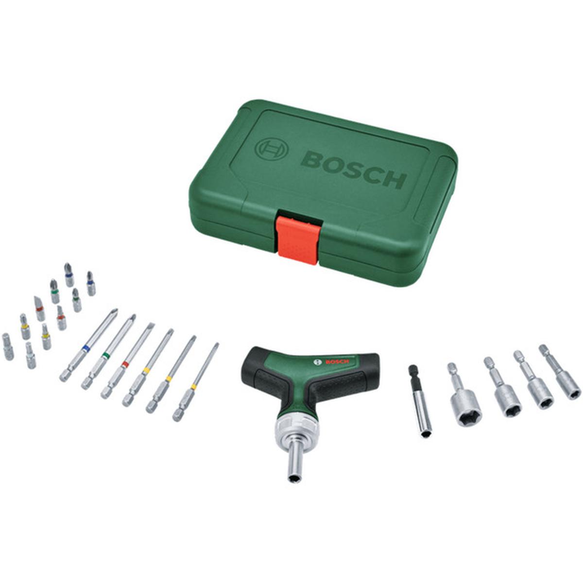 Bosch 1600A02Z9T Bit-Ratschenschraubendreher-Set T-Griff 22-teilig