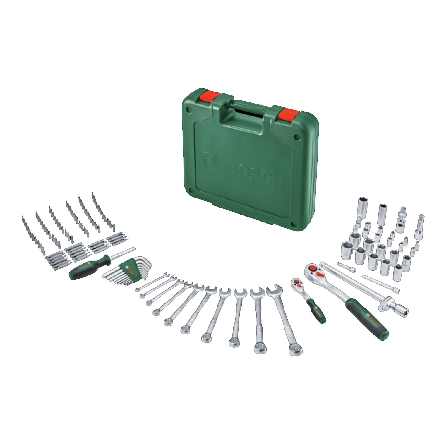Bosch Werkzeug-Set 134-teilig mit Werkzeugkoffer grün