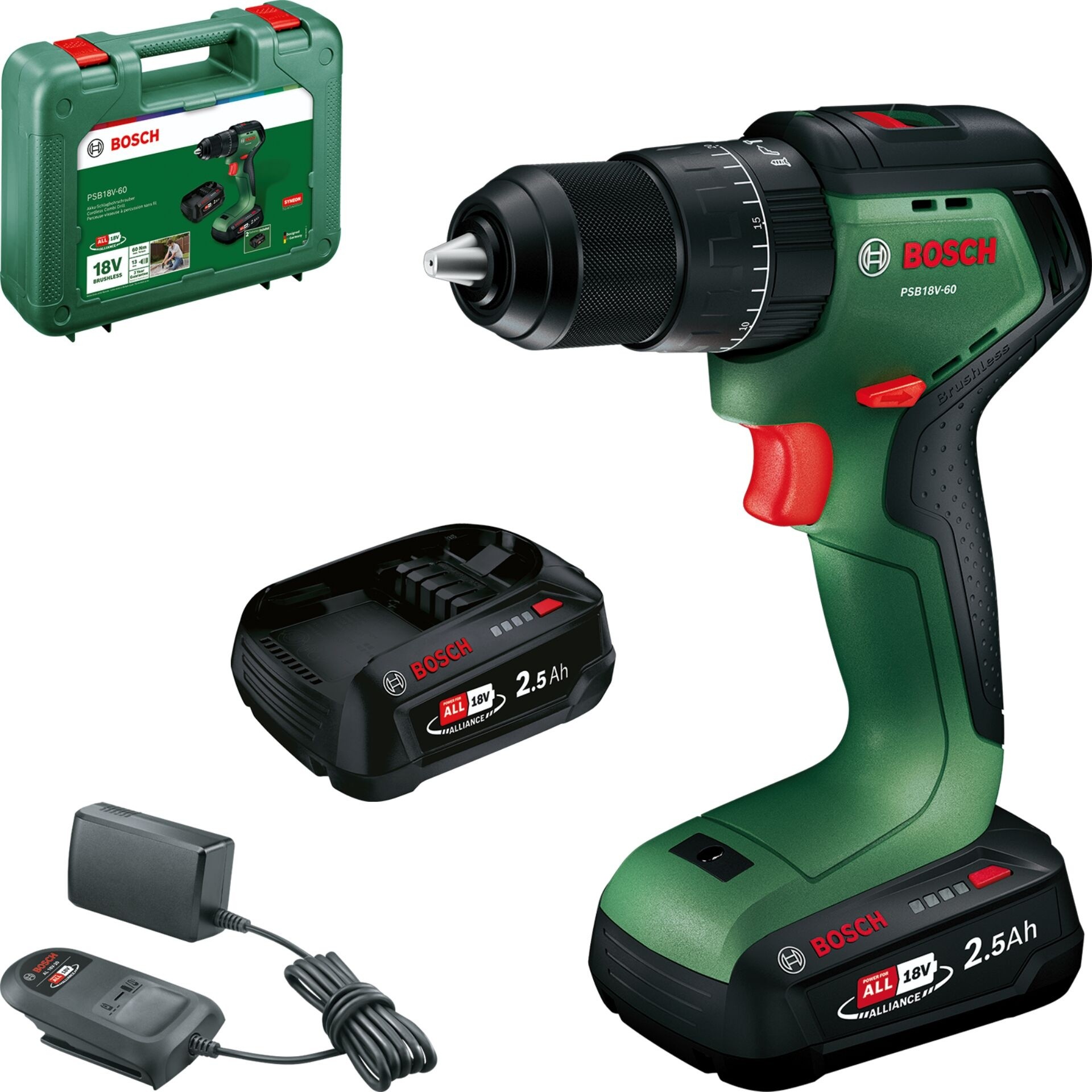 Bosch PSB18V-60 Akku-Schlagbohrschrauber 18V 2x 2,5Ah