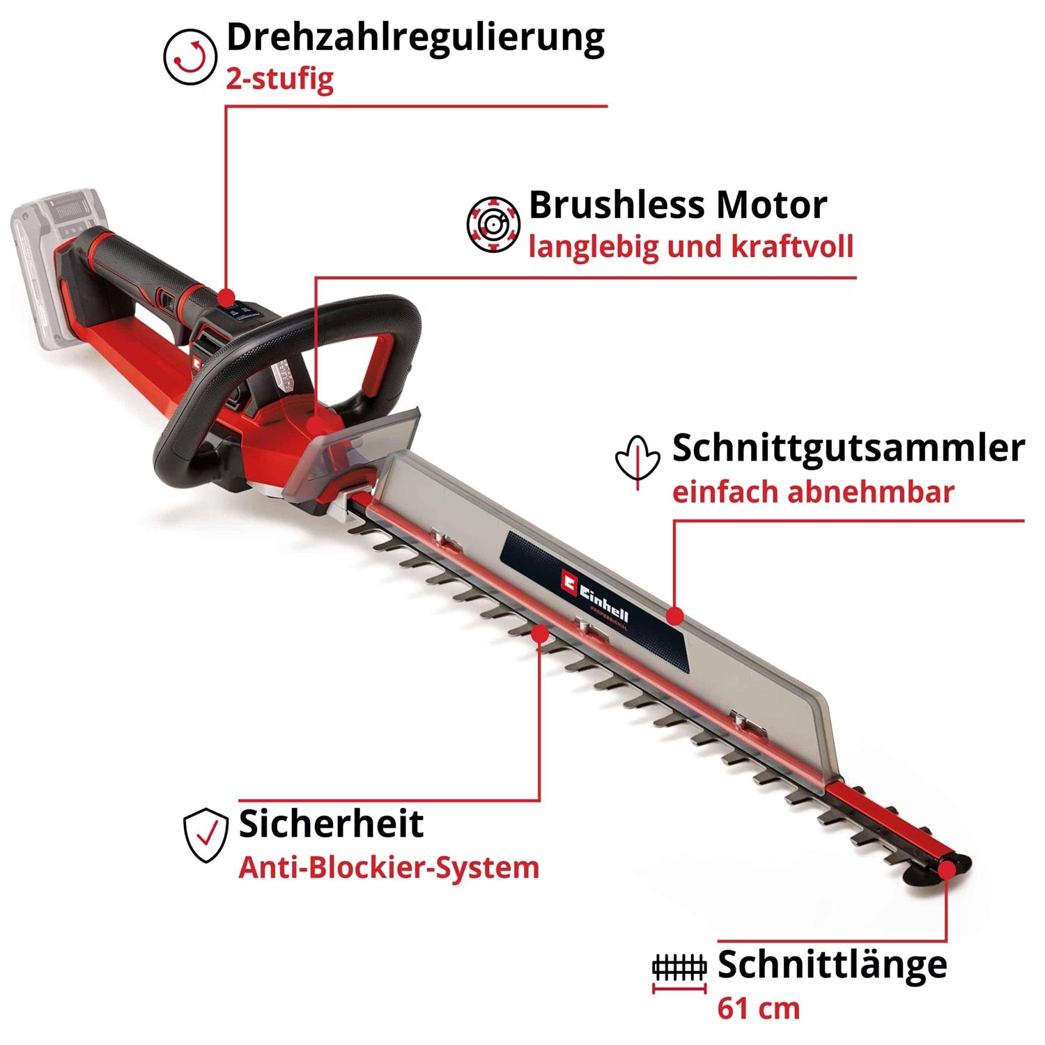 Einhell Professional GP-CH 18/61 Li BL-Solo Power X-Change Akku-Heckenschere 61c