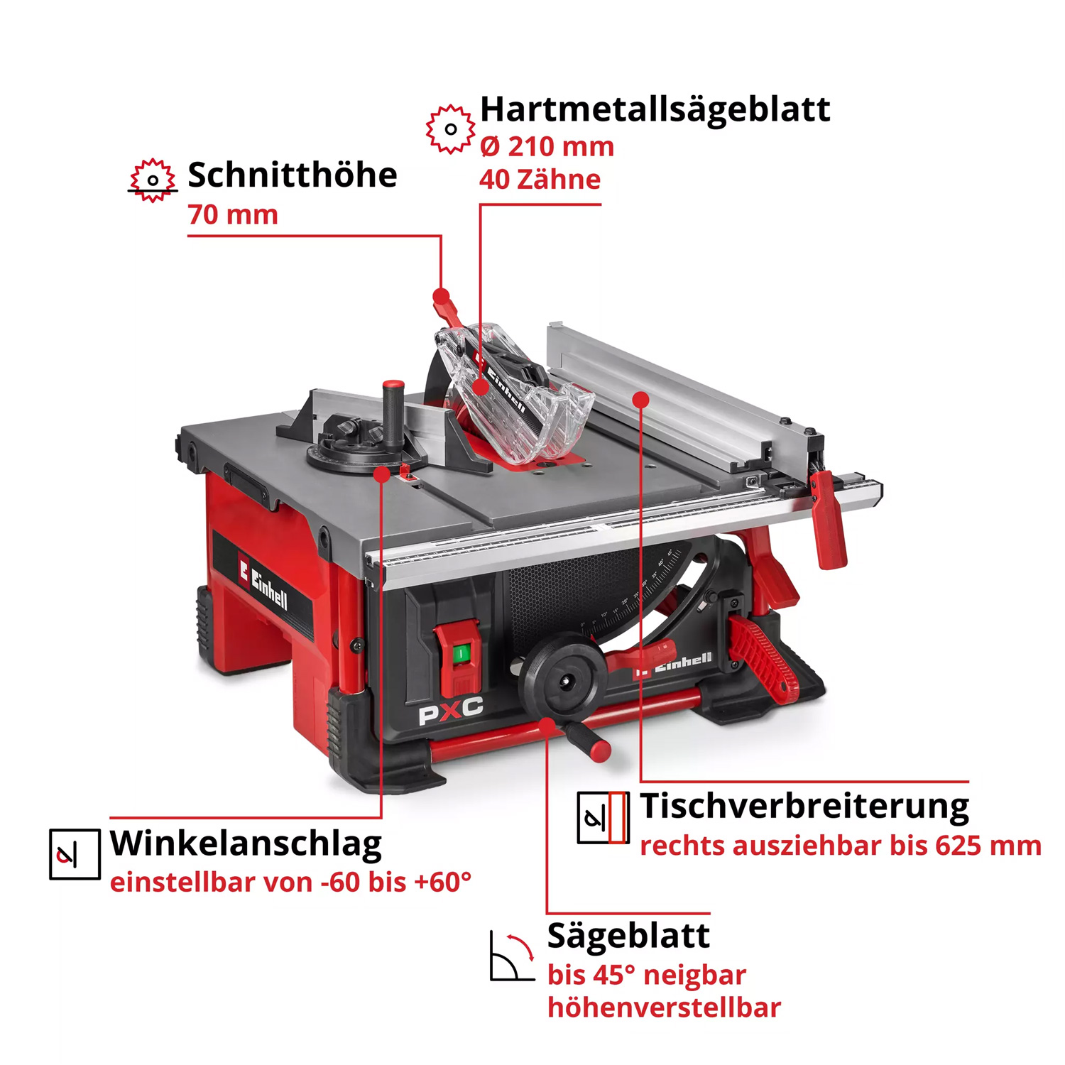 Einhell TE-TS 36/8 T Li-Solo 36V Akku-Tischkreissäge