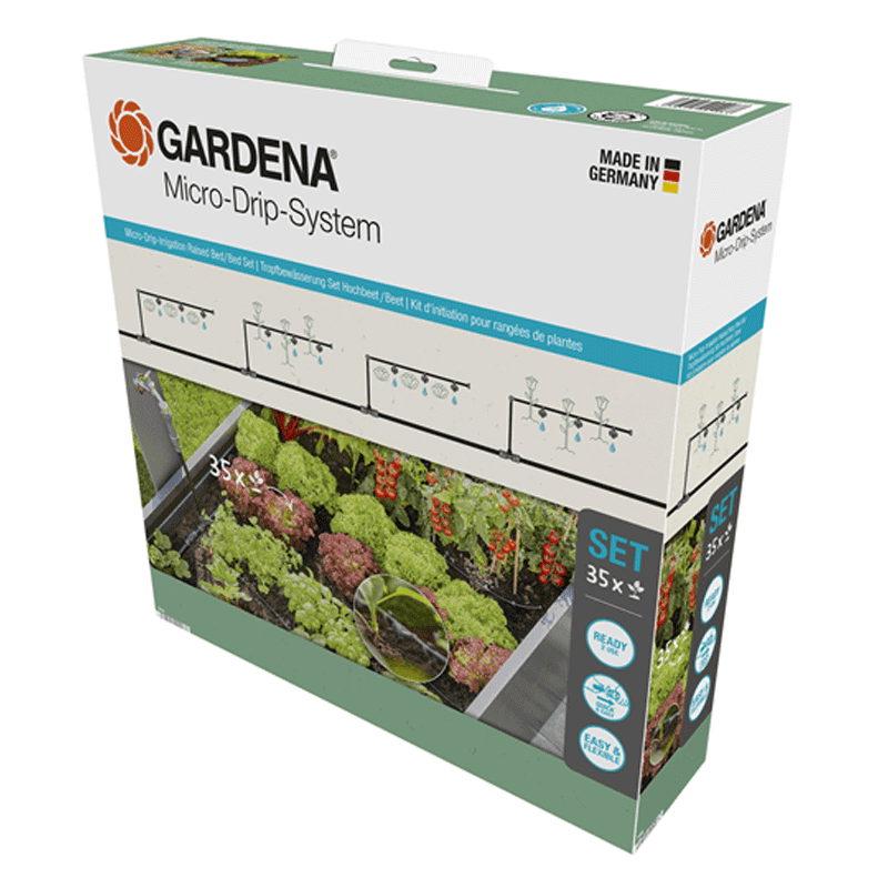 GARDENA 13455-20 Micro-Drip-System Tropfbewässerung Set Hochbeet/Beet (35 Pflanzen)