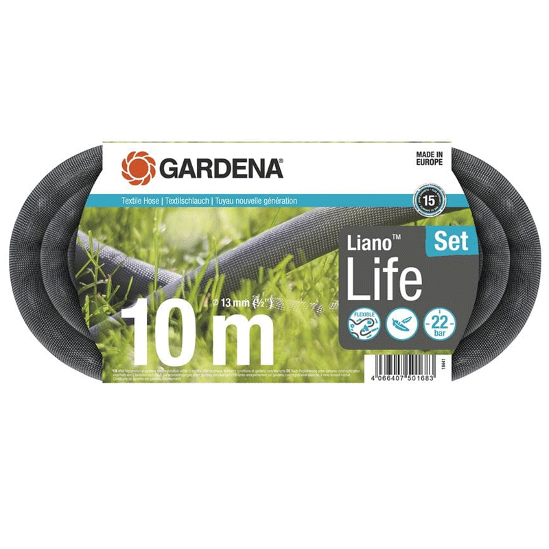 GARDENA 18441-20 Textilschlauch Liano Life 1/2, 10 m Set - Aktion