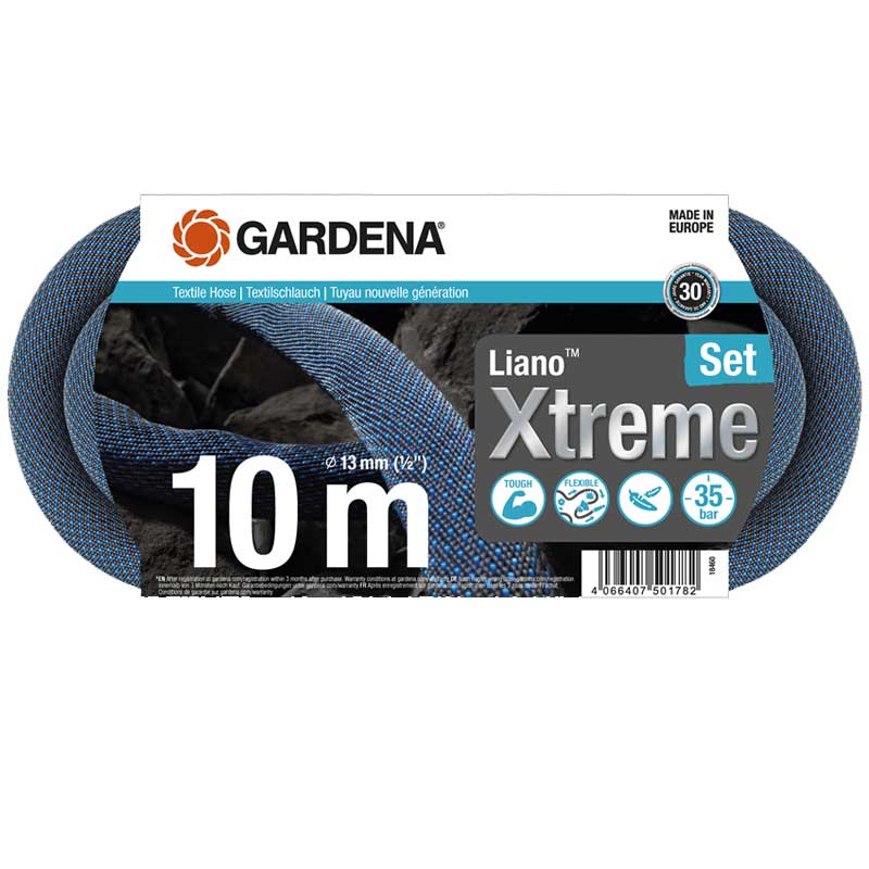 GARDENA 18460-20 Textilschlauch Liano Xtreme 1/2, 10 m Set"