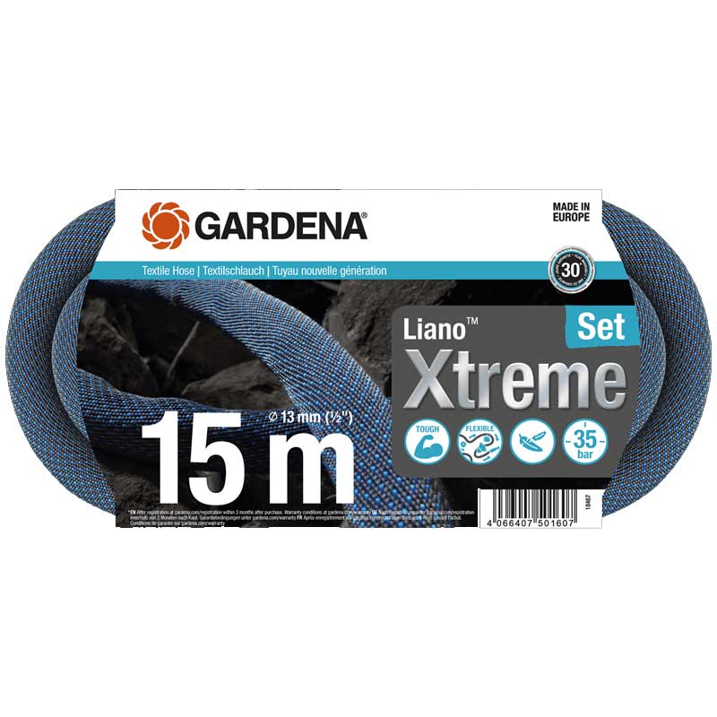 GARDENA 18467-20 Textilschlauch Liano Xtreme 1/2", 15 m Set - Aktion