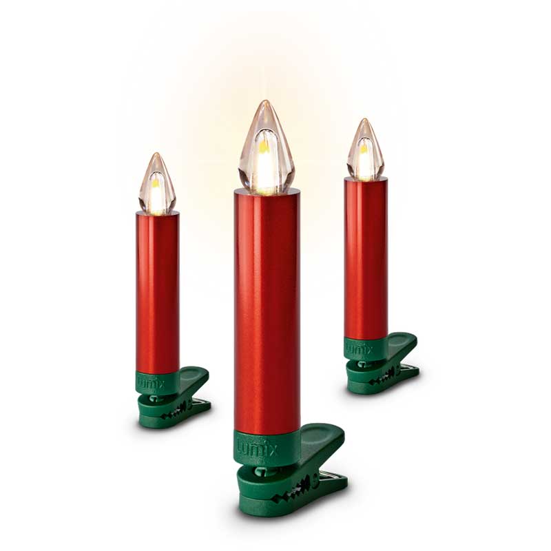 Krinner Lumix SuperLight Flame 6er Erweiterungs-Set Kabellose Christbaumkerzen Rot