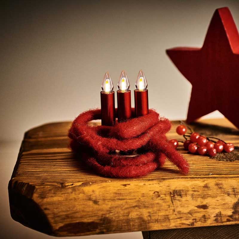 Krinner Lumix SuperLight Flame 12er Basis-Set Kabellose Christbaumkerzen Rot