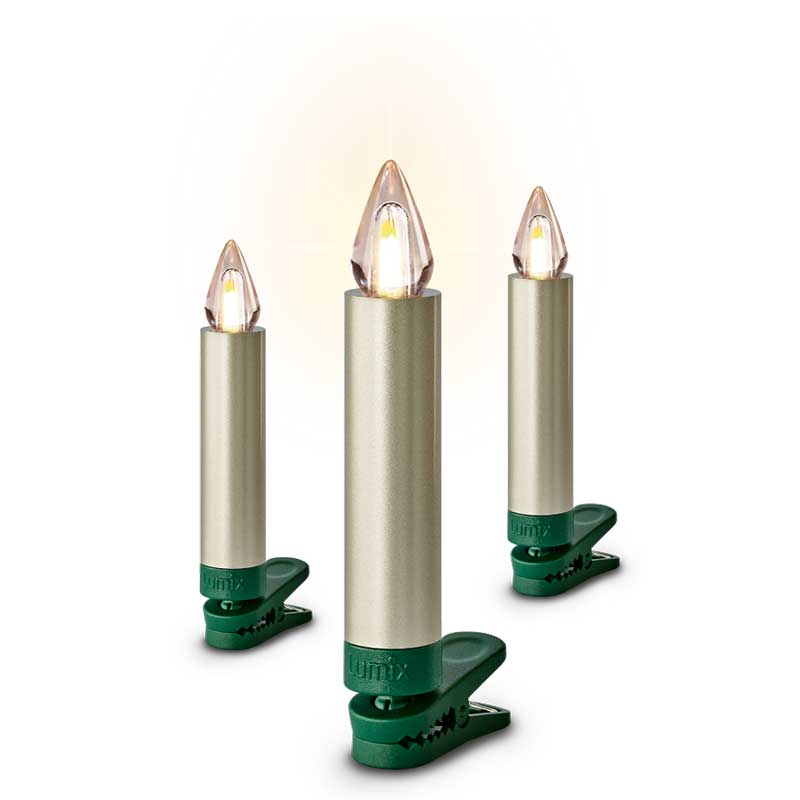 Krinner Lumix SuperLight Flame 12er Basis-Set Kabellose Christbaumkerzen Cashmere (2.Wahl)