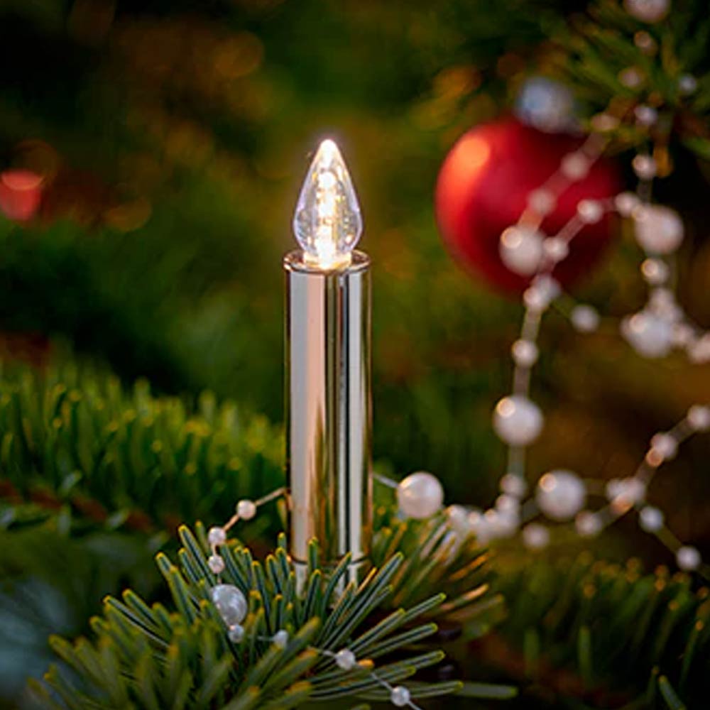 Krinner Lumix SuperLight Pearls Mini Basis-Set Kabellose Christbaumkerzen gold