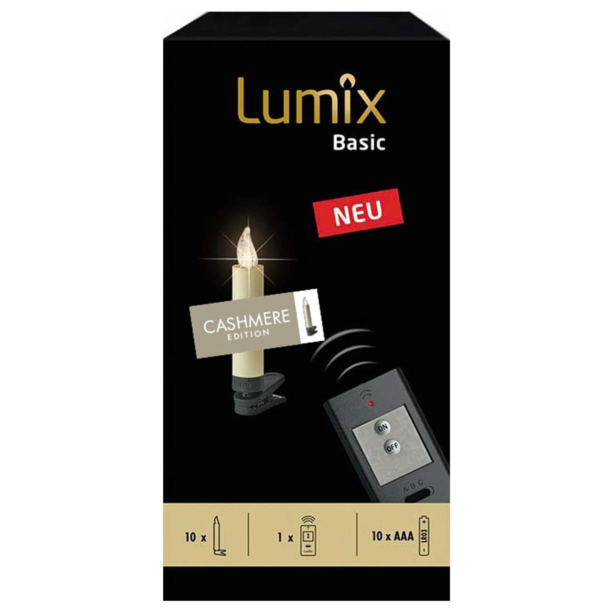 Krinner Lumix Basic Mini cashmere 10er Basis-Set Kabellose Christbaumkerze
