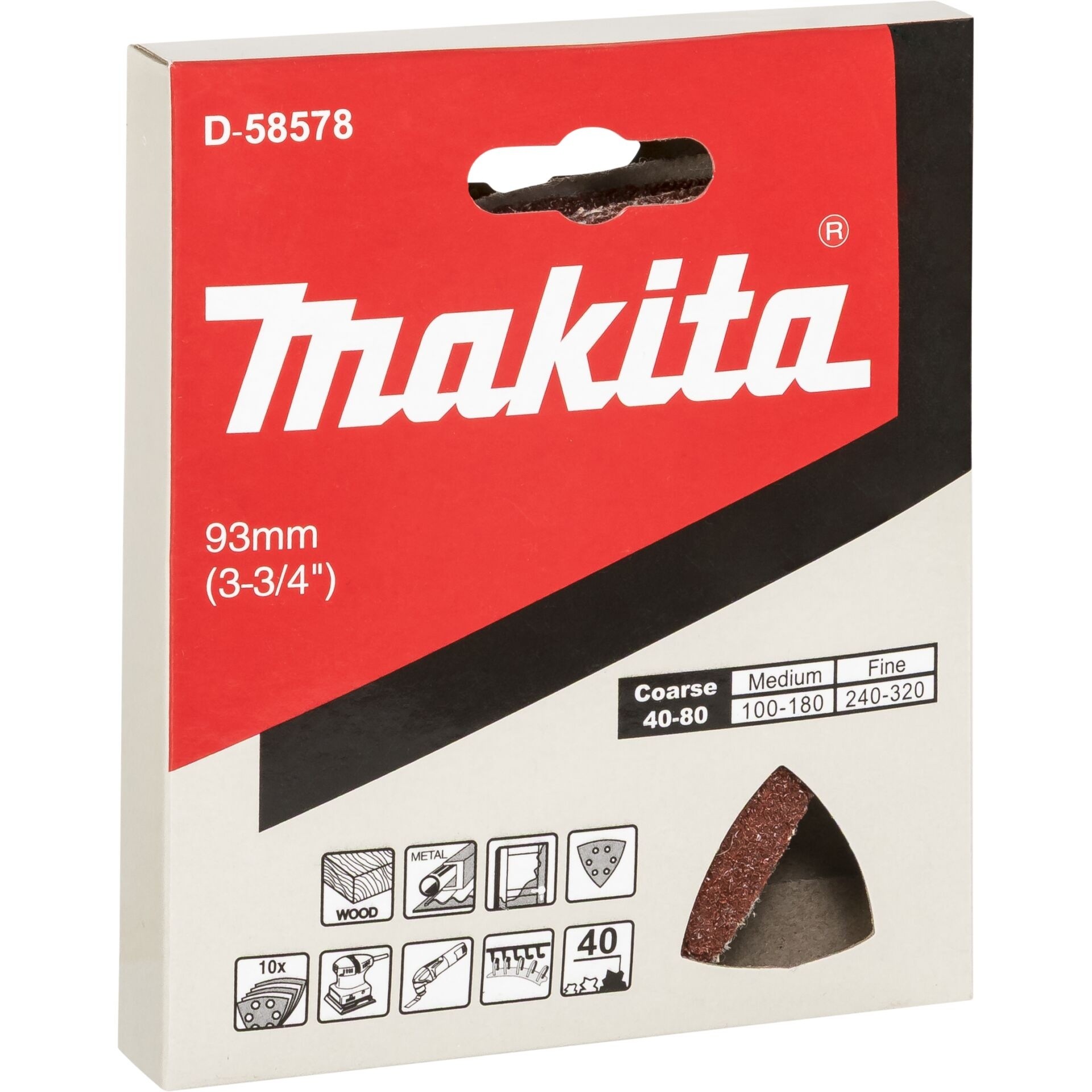 Makita D-58578 Delta-Schleifpapier 93mm K40 10er-Pack