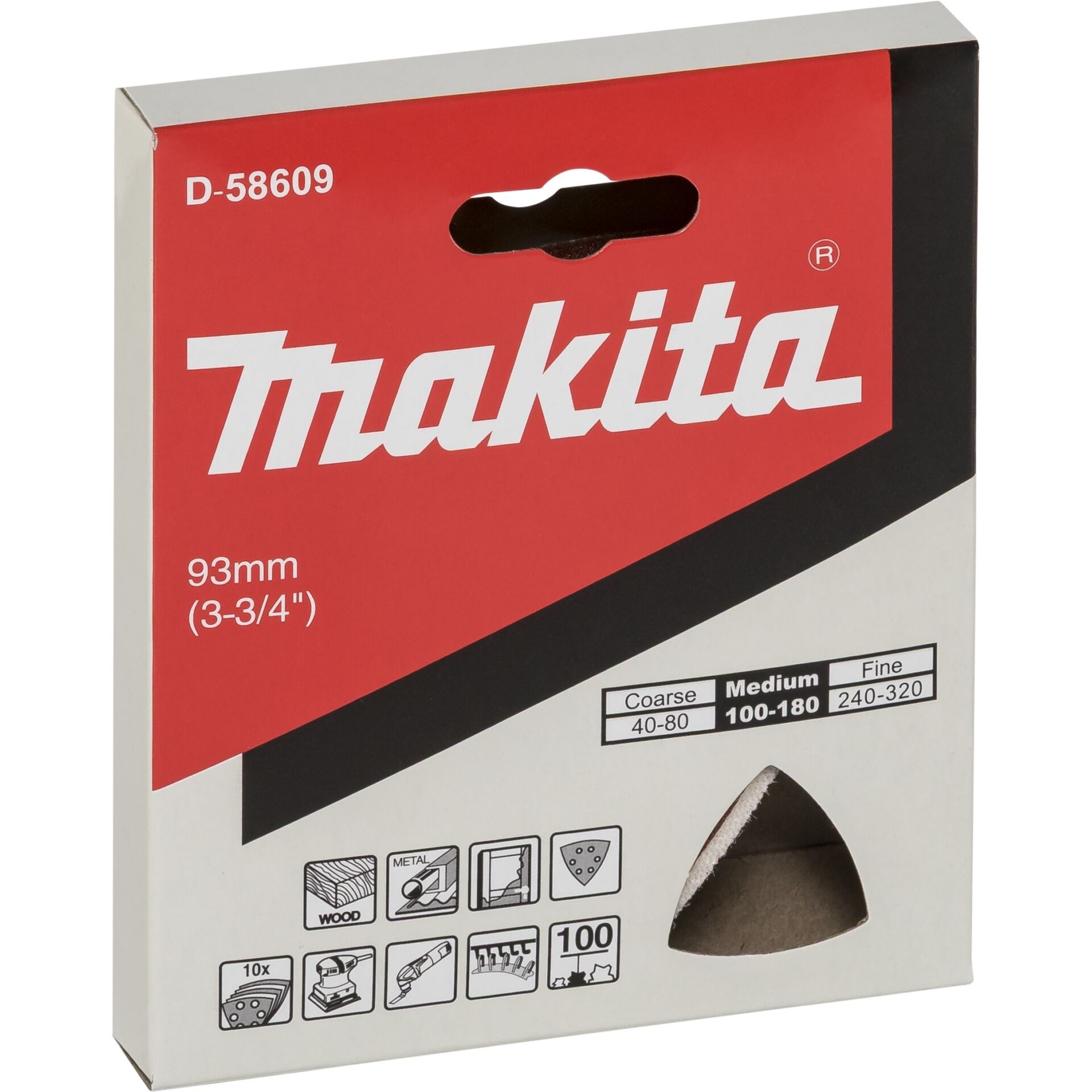 Makita D-58609 Delta-Schleifpapier 93mm K100 10er-Pack