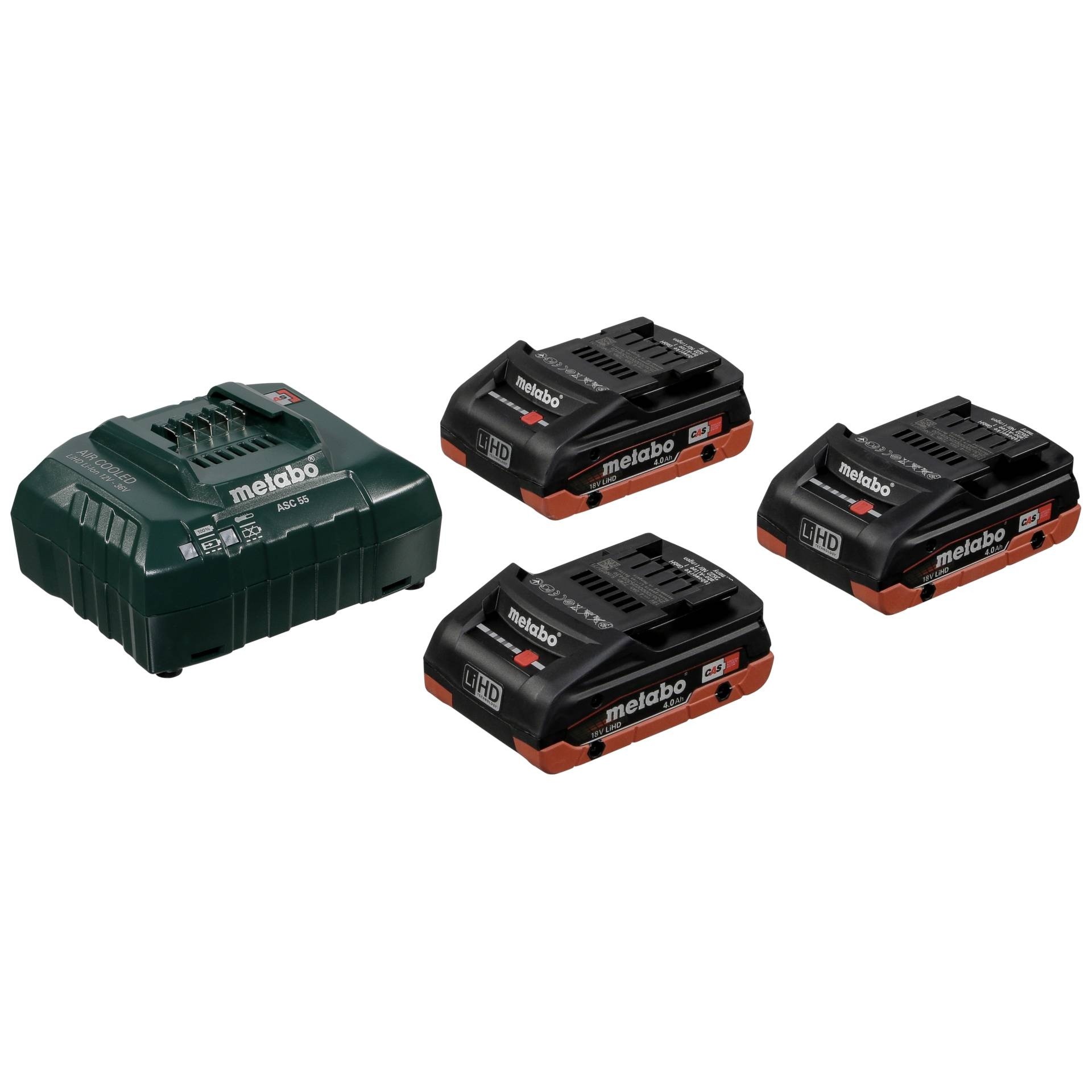 Metabo 685132000 Basic-Set 3x LiHD Akku 18V 4,0Ah mit Ladegerät ASC 55