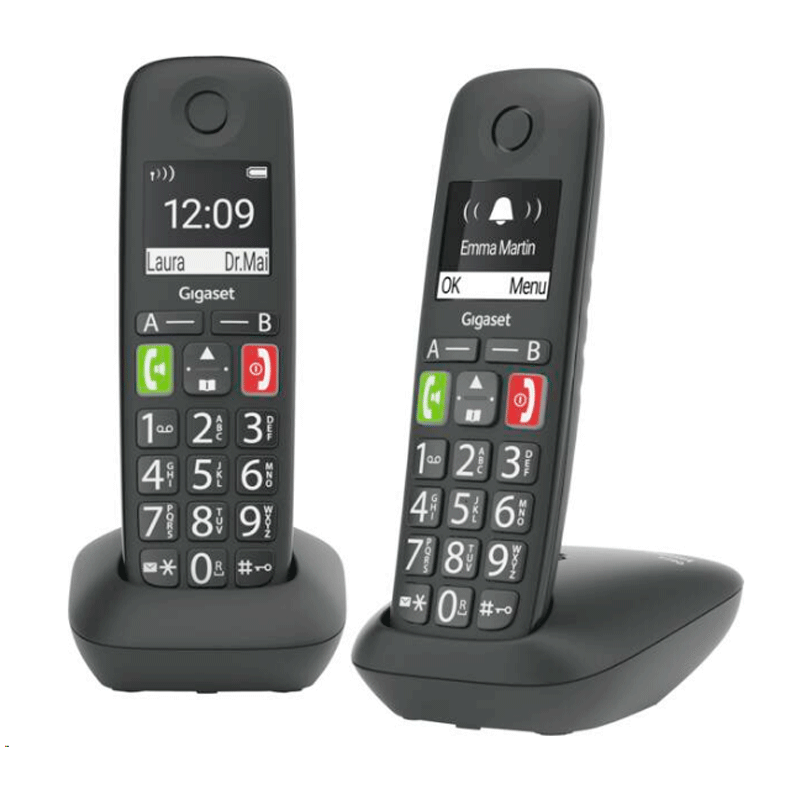 Gigaset E290 Duo Schnurlostelefon mit Rufnummernanzeige schwarz
