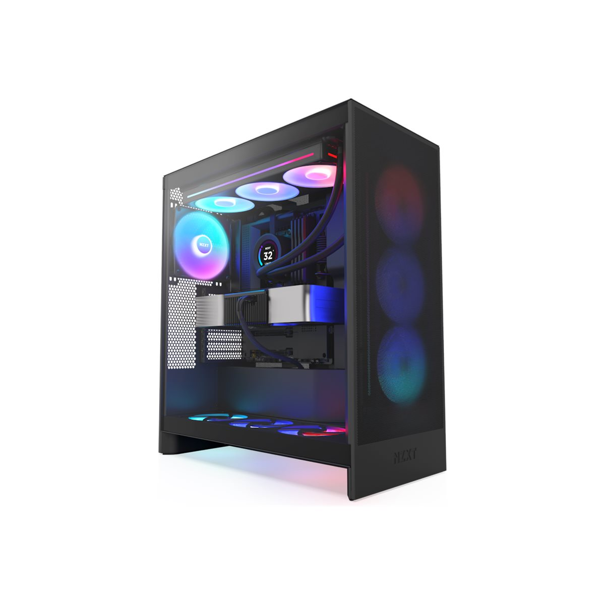 NZXT H7 Flow RGB Mid-Tower-ATX-Airflow-Gehäuse mit RGB-Lüftern schwarz