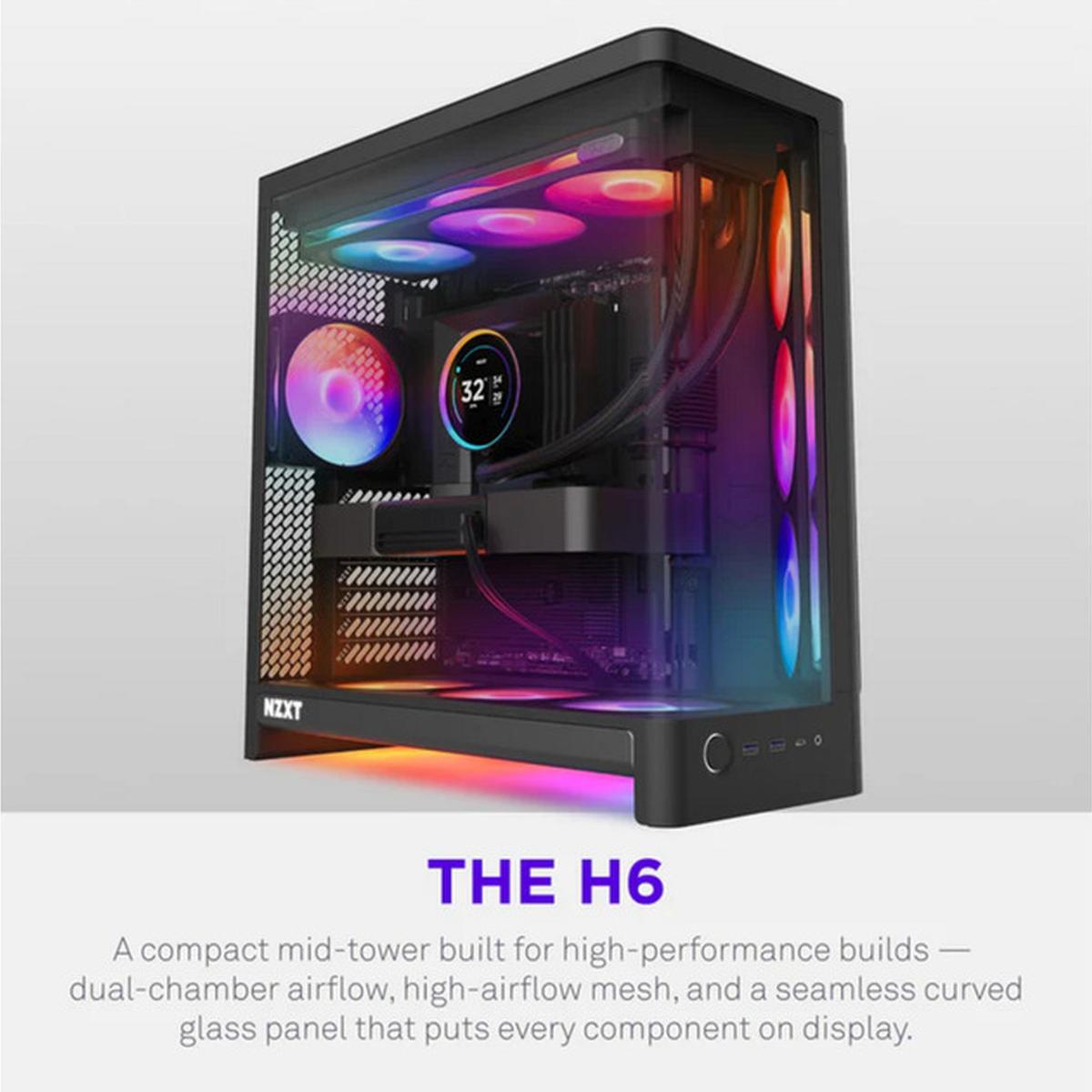 NZXT H6 2026 Airflow ATX Midi-Tower Gaming-Gehäuse schwarz