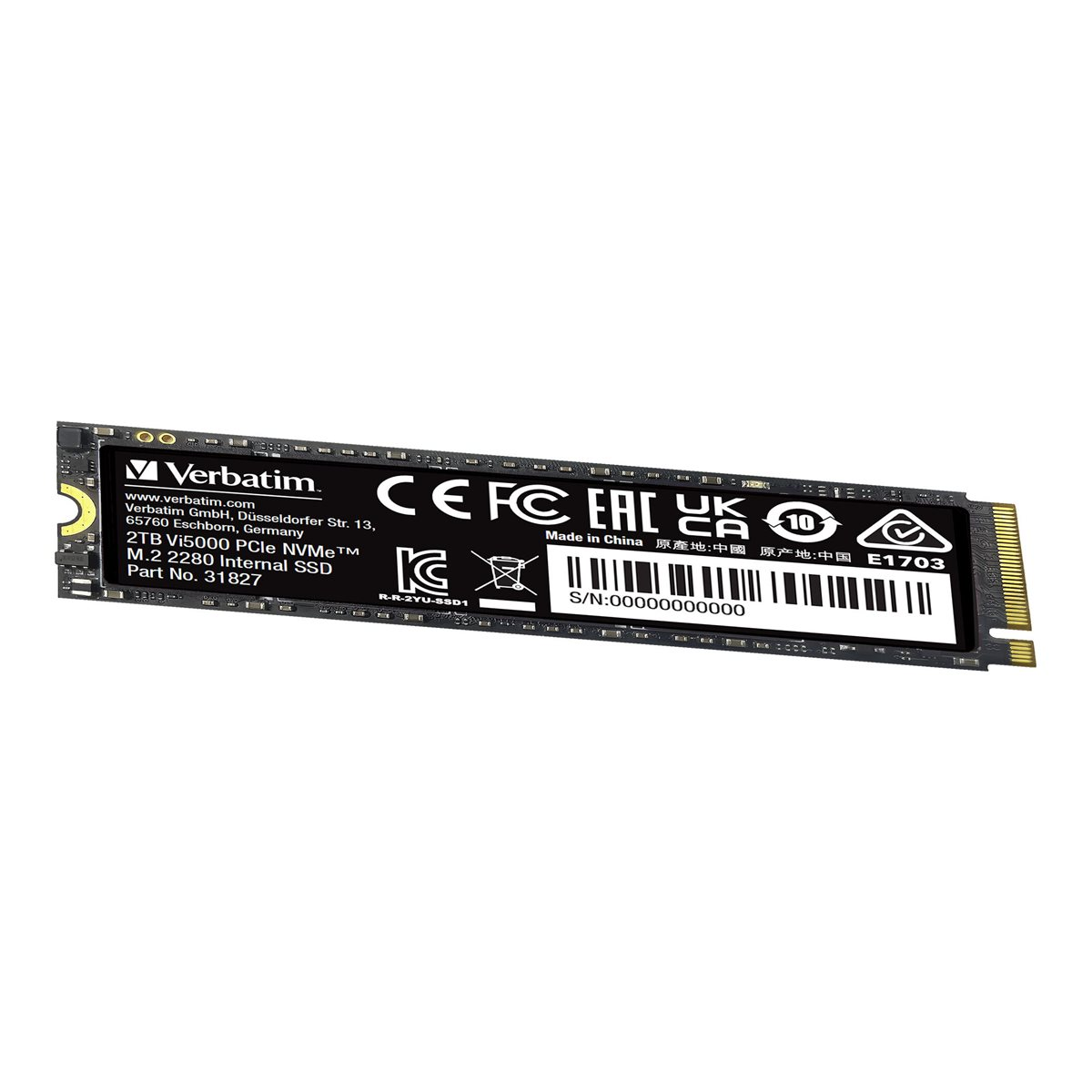 Verbatim Vi5000 NVMe M.2 SSD 2TB Festplatte schwarz