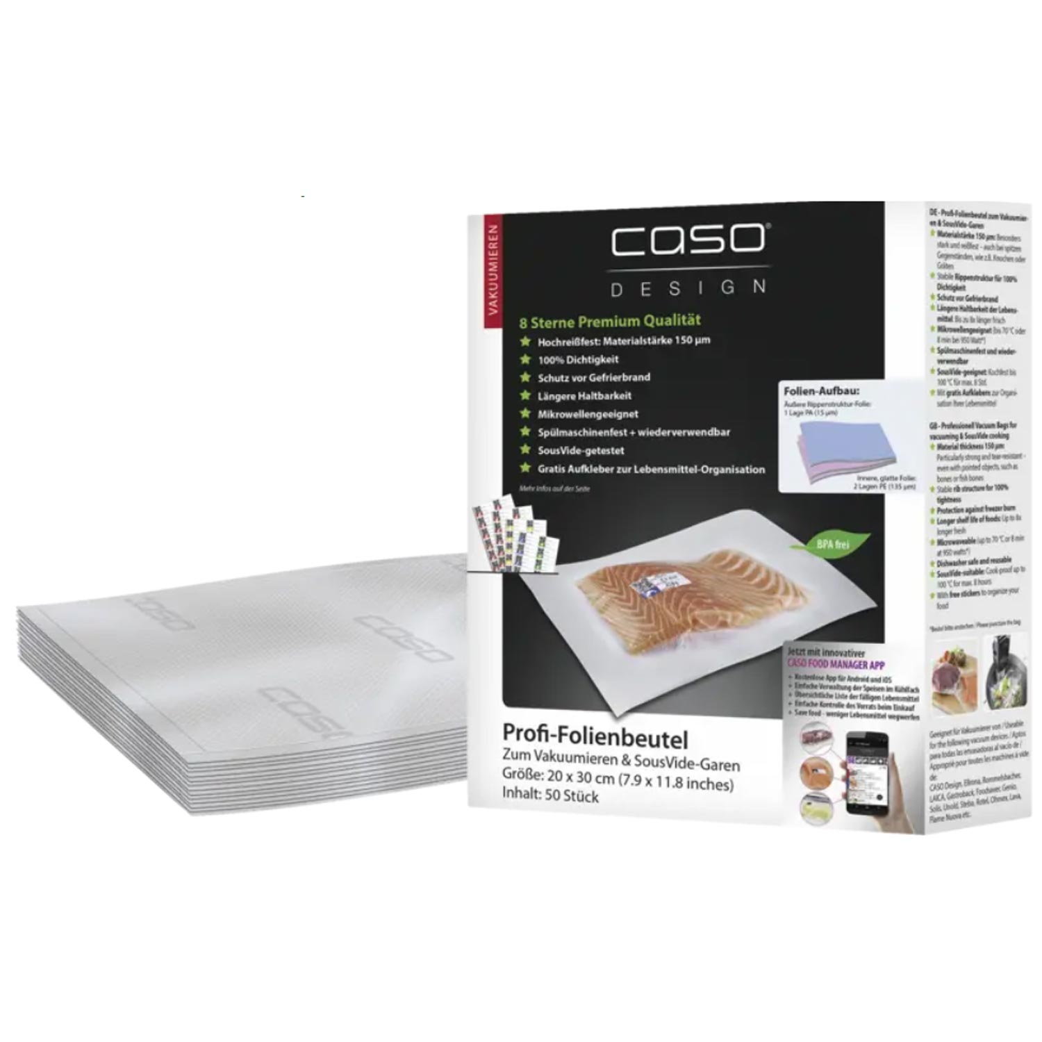 Caso Profi Folienbeutel 20 x 30 cm 50 Stück