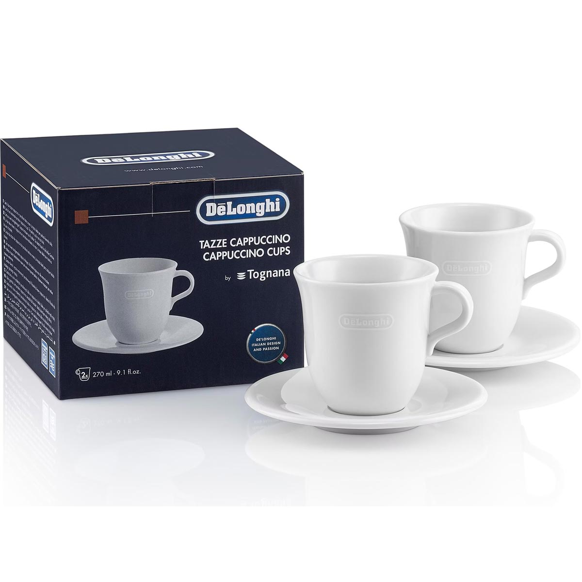DeLonghi DLSC309 Cappuccino-Tassenset aus Porzellan weiß