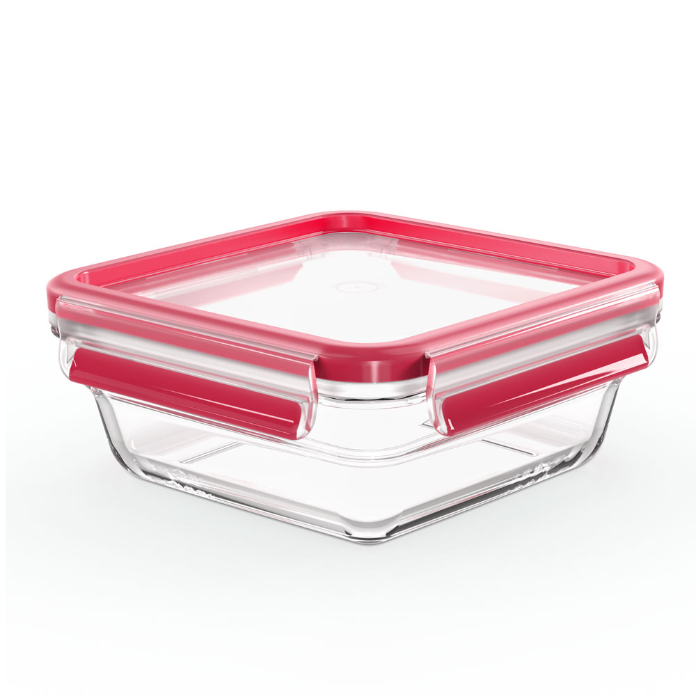 Emsa Clip & Close Glas Frischhaltedose 0,8l transparent/rot