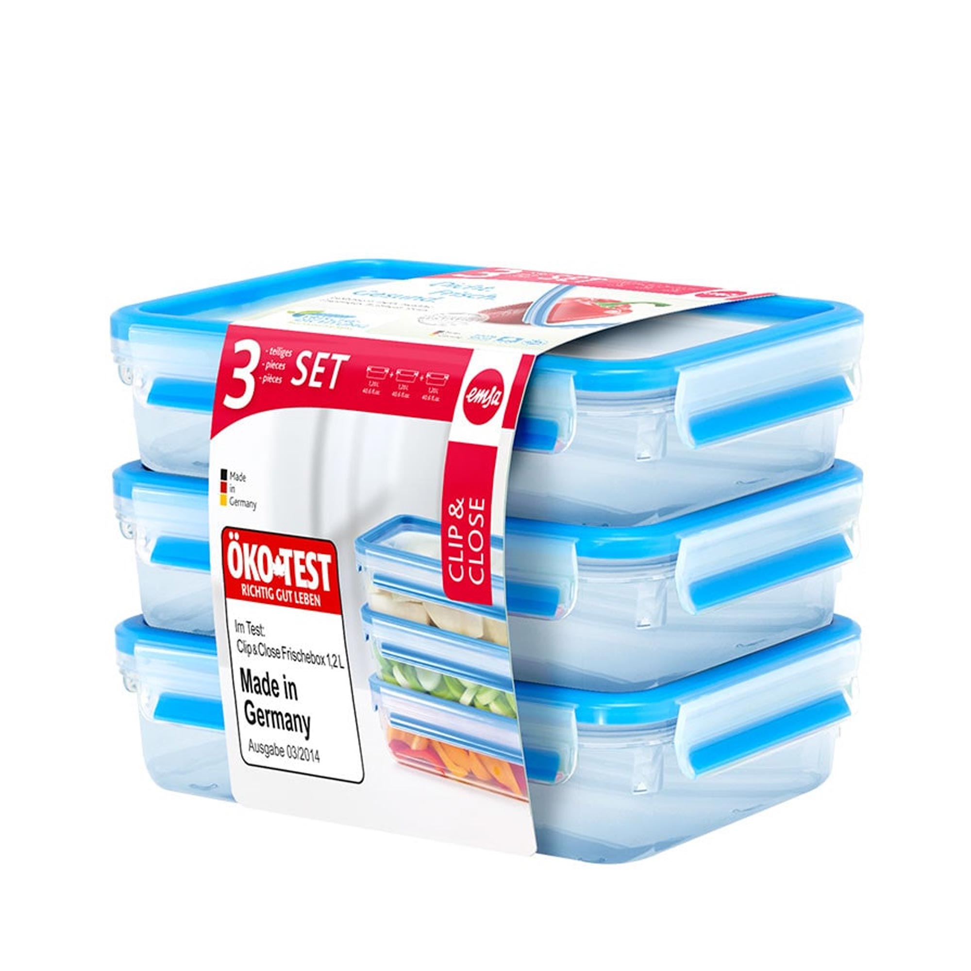 Emsa Clip & Close 515645 Frischhaltedosen 3er-Set