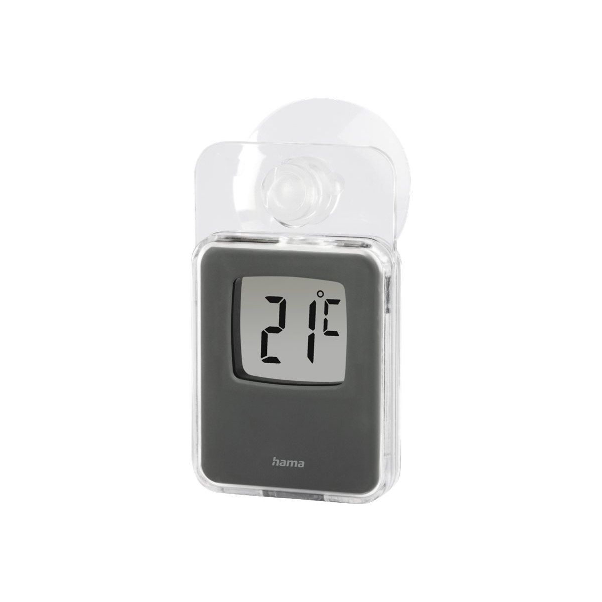 Hama Fensterthermometer für innen und außen, digital, 7,5 x 4,6 cm, Grau