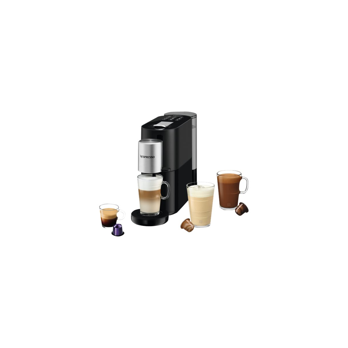 Krups XN8908 Nespresso Atelier Kaffeemaschine mit Milchaufschäumer schwarz/silbe (2. Wahl)