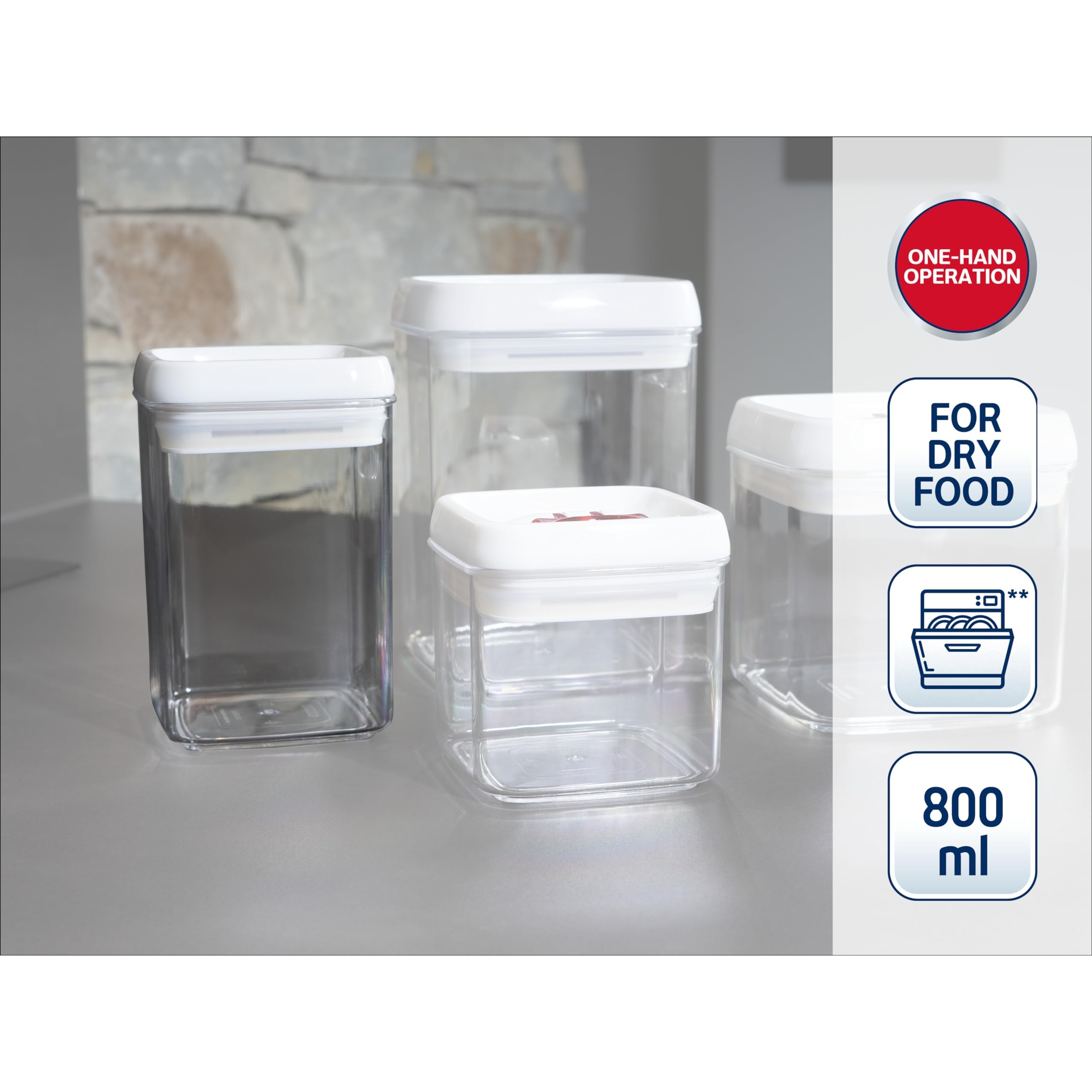 Leifheit Fresh and Easy Vorratsbehälter 800ml transparent/rot