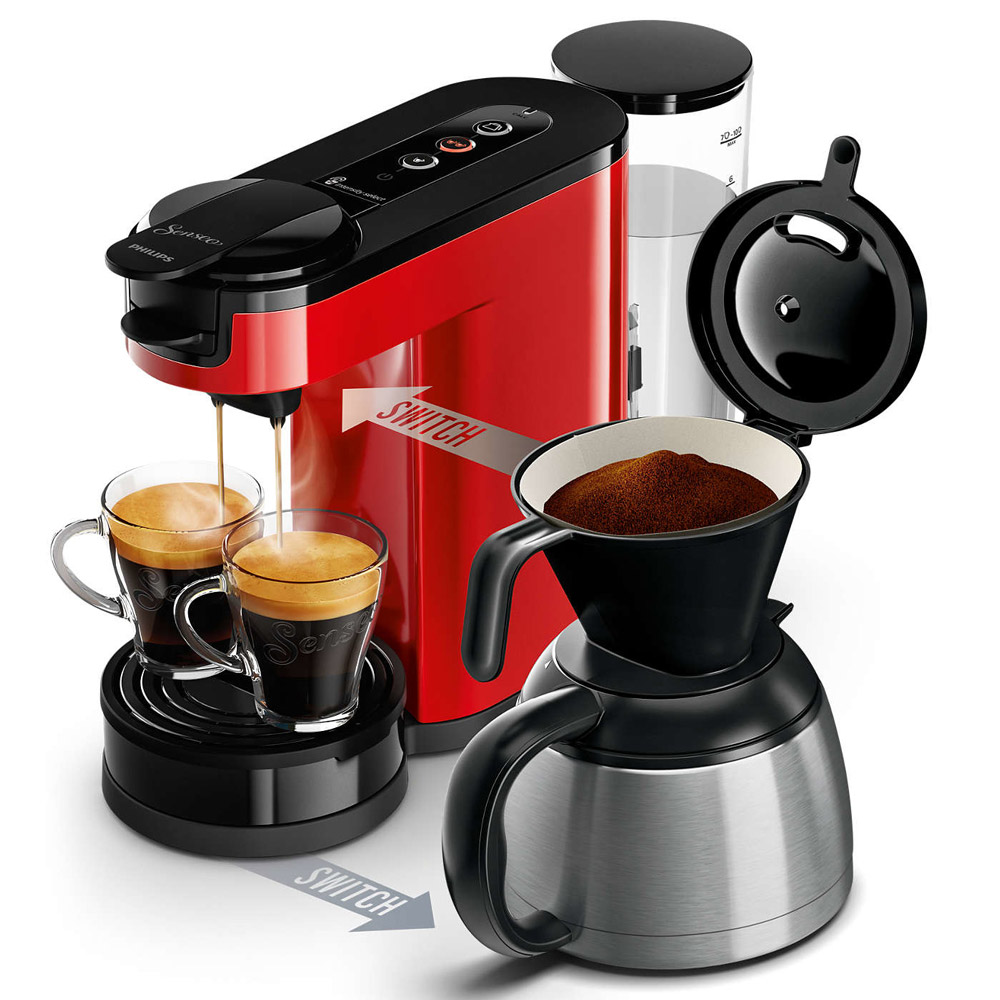 Philips HD6592/84 SENSEO Switch Pad- und Filterkaffeemaschine rot