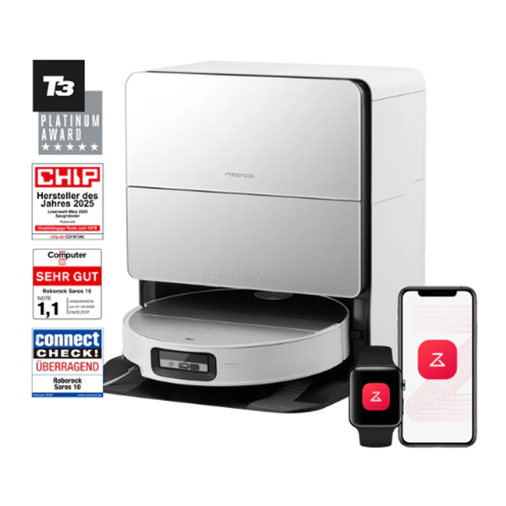 Roborock Saros 10 Saugroboter mit Selbstreinigungsstation weiß