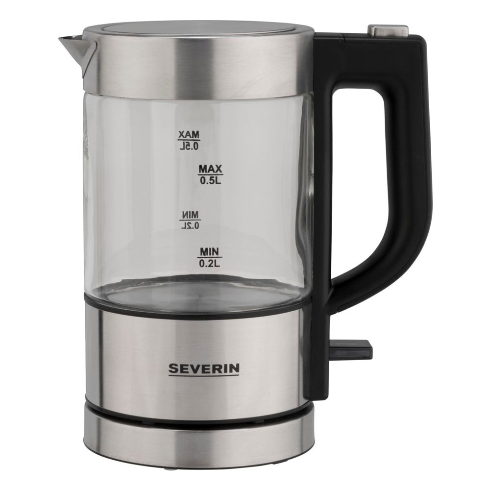 Severin WK 3472 Mini Glas Wasserkocher edelstahl/schwarz
