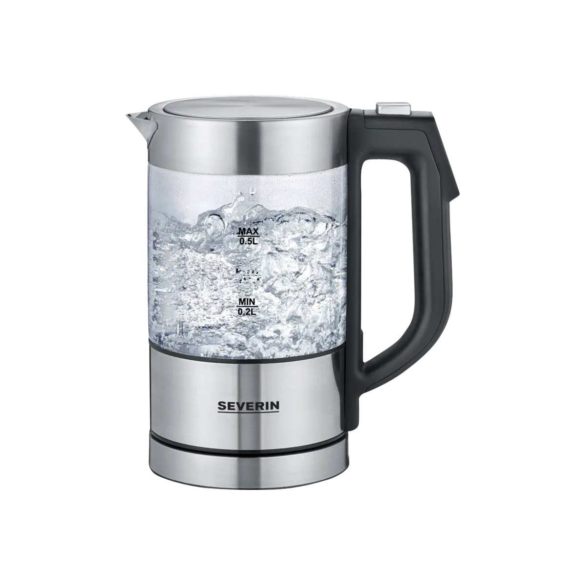 Severin WK 3458 Mini Glas Wasserkocher edelstahl/schwarz (2. Wahl)