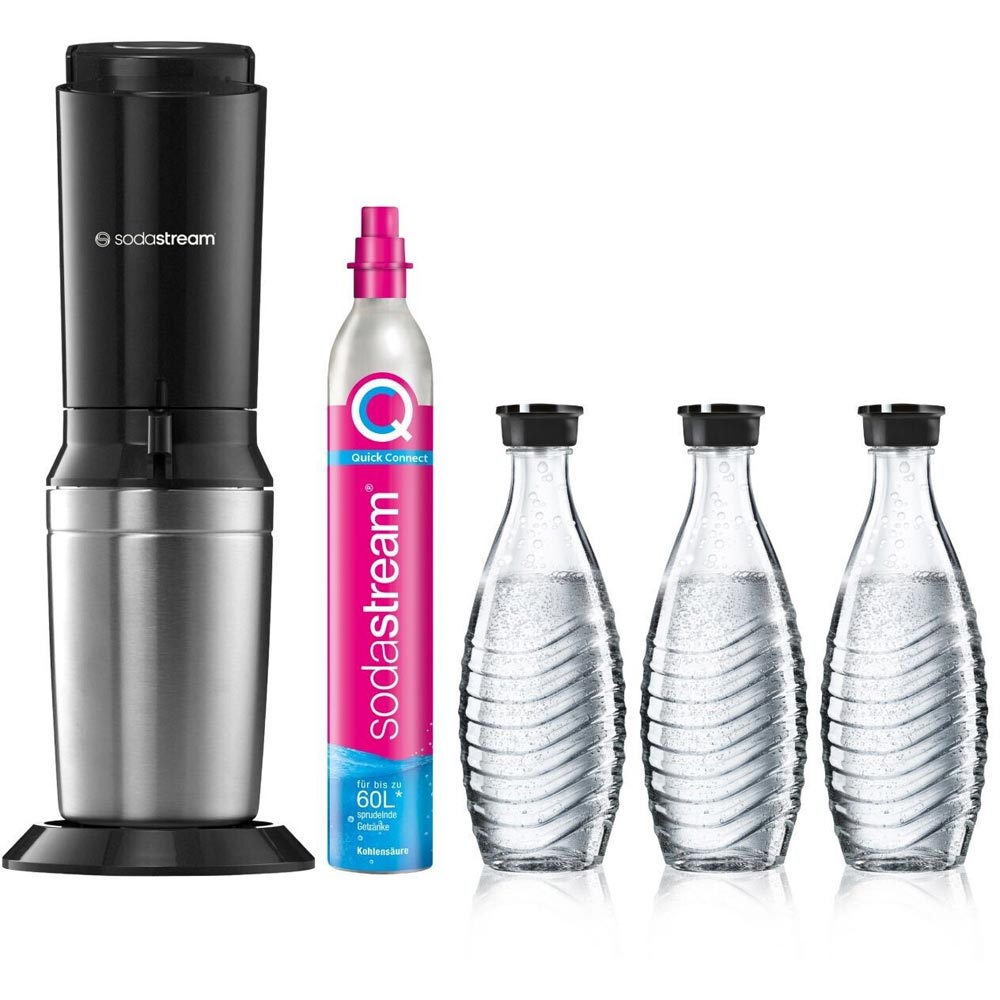 SodaStream Crystal 3.0 Aktionspack 3 Karaffen Trinkwasser-Sprudler titan