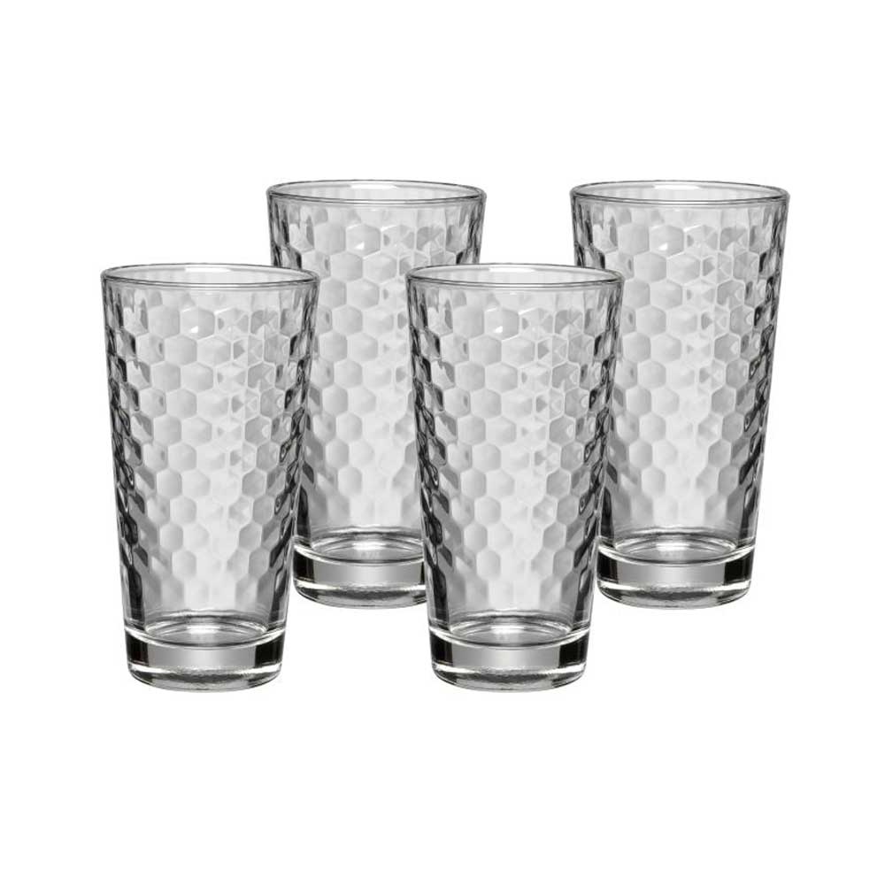 WMF CoffeeTime Longdrinkgläser Set 4-teilig, Gläser 275ml mit Wabenmuster