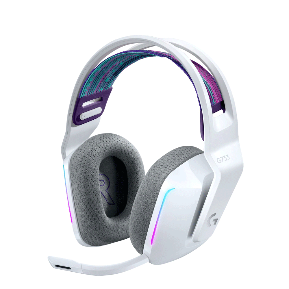 Logitech G733 LIGHTSPEED kabelloses Gaming-Headset mit Kopfbügel weiß