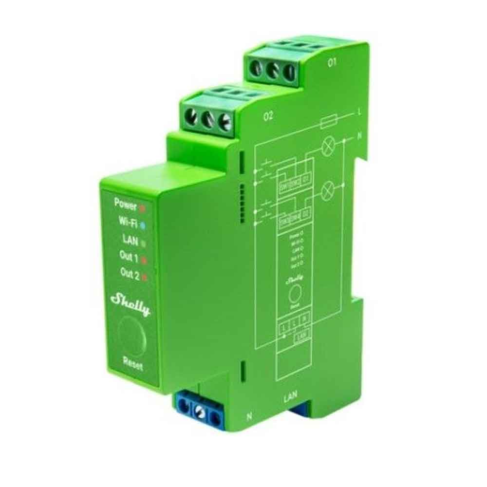 Shelly Pro Dimmer 2PM Professioneller 2-Kanal-DIN-Hutschienen-Smart-Dimmer mit Leistungsüberwachung