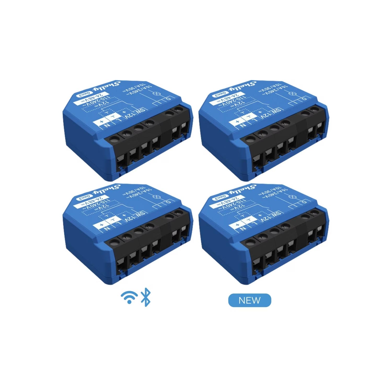 Shelly 1 Gen3 WLAN Smart-Schalter-Relais 4 Stück