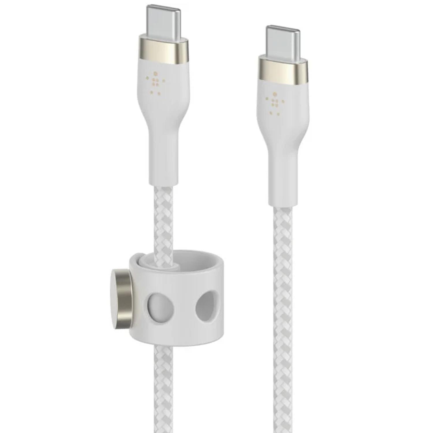 Belkin BoostCharge Pro Flex geflochtenes USB-C/USB-C-Ladekabel 1m weiß