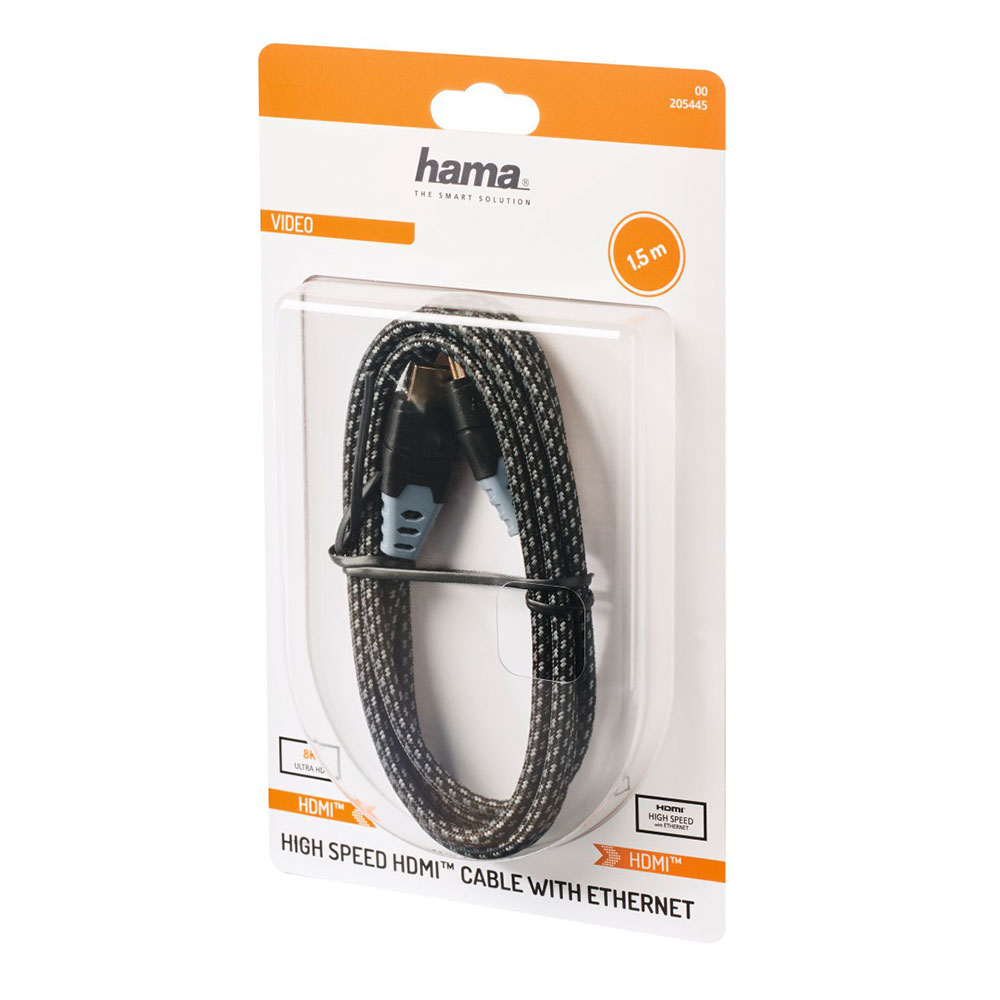 Hama High Speed HDMI Kabel 8K Ethernet Gewebe vergoldet 1,5 m