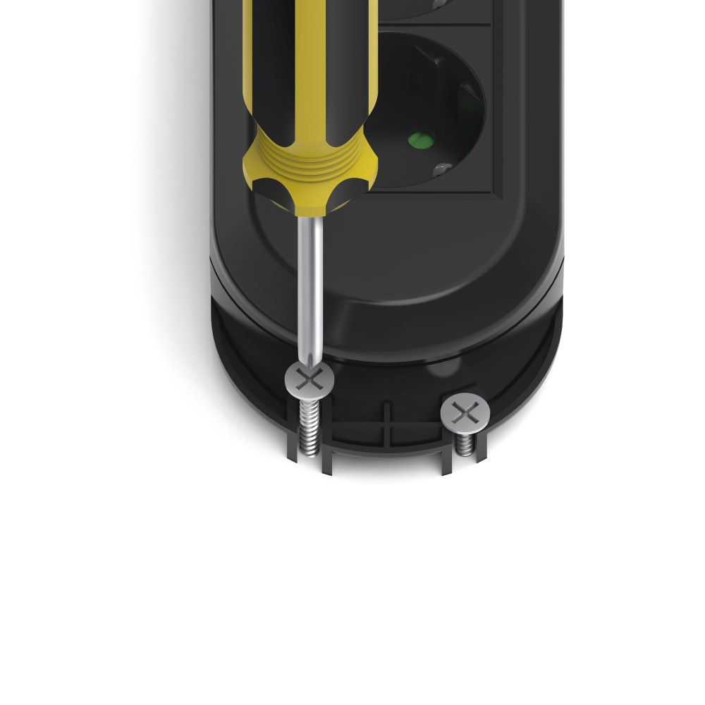 Hama Steckdosenleiste, 3-fach, Schalter, Wandmontage, 3 m, Schwarz