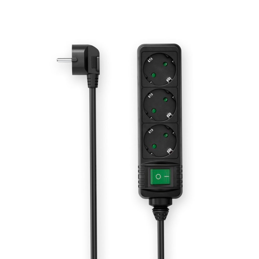 Hama Steckdosenleiste, 3-fach, Schalter, 3 m, Schwarz