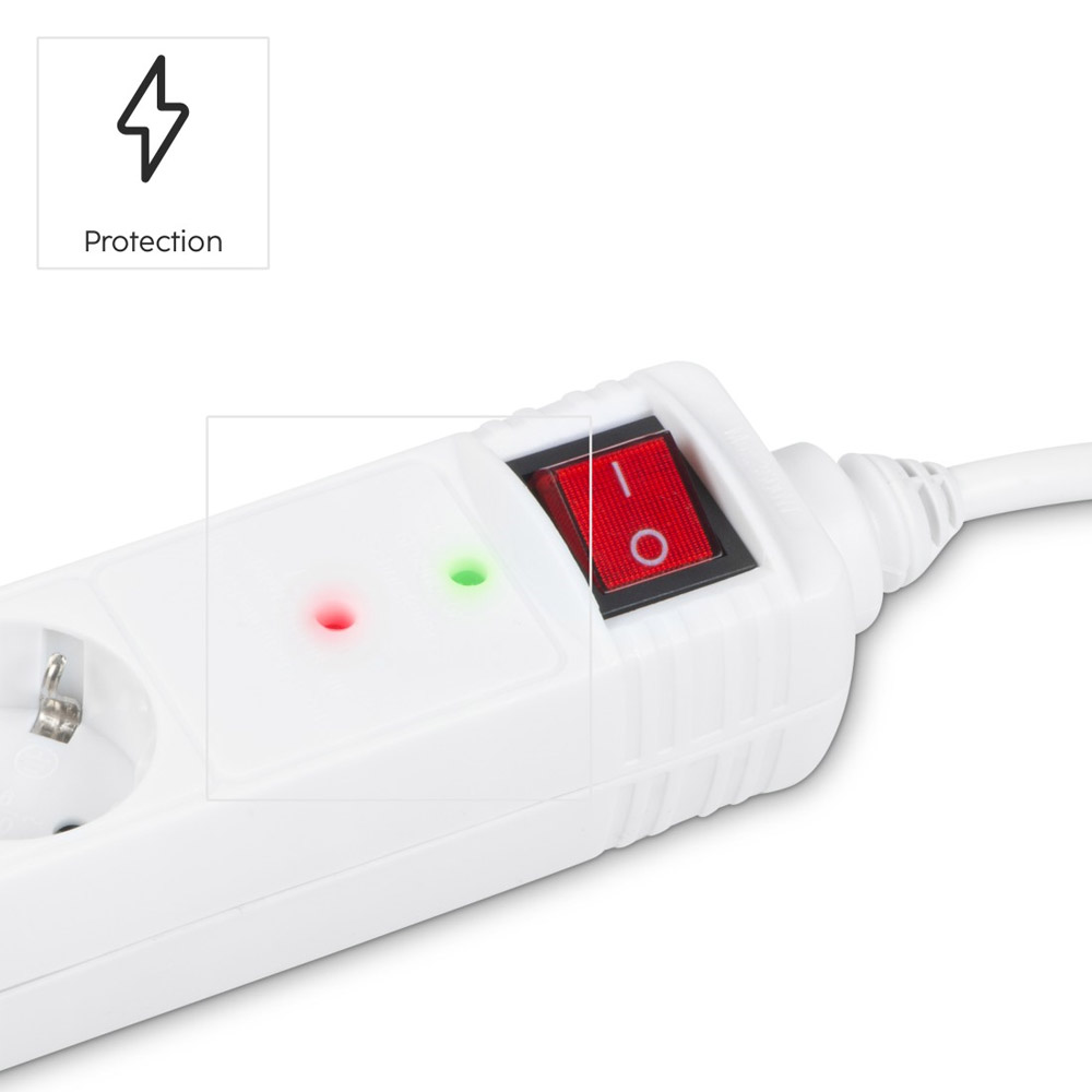 Hama Steckdosenleiste, 6-fach, Überspannungsschutz, Schalter, 1,4 m, Weiß