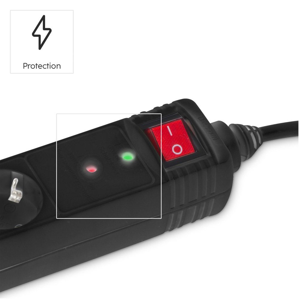 Hama Steckdosenleiste, 6-fach, Überspannungsschutz, Schalter, 1,4 m, Schwarz