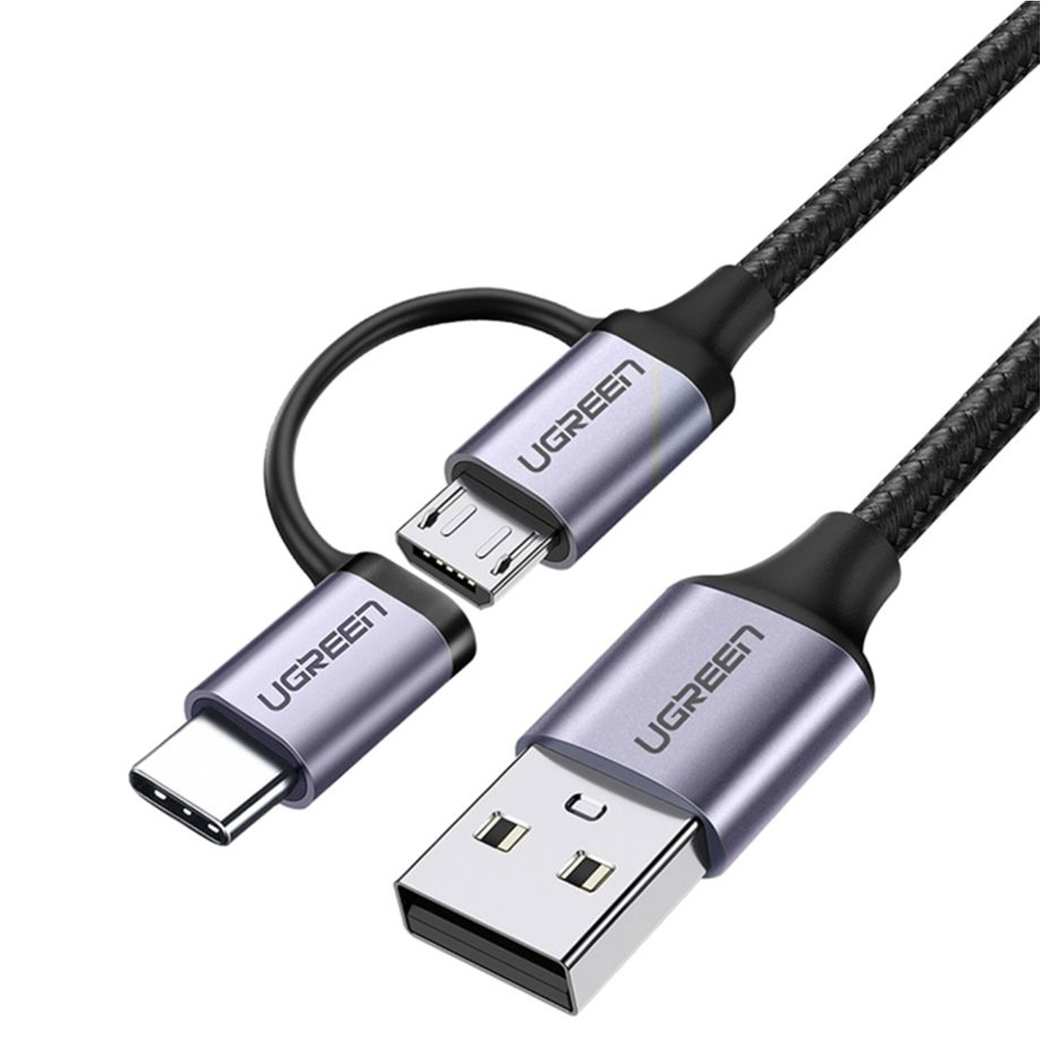 UGREEN USB-A auf Micro-USB/USB-C Kabel 1m schwarz