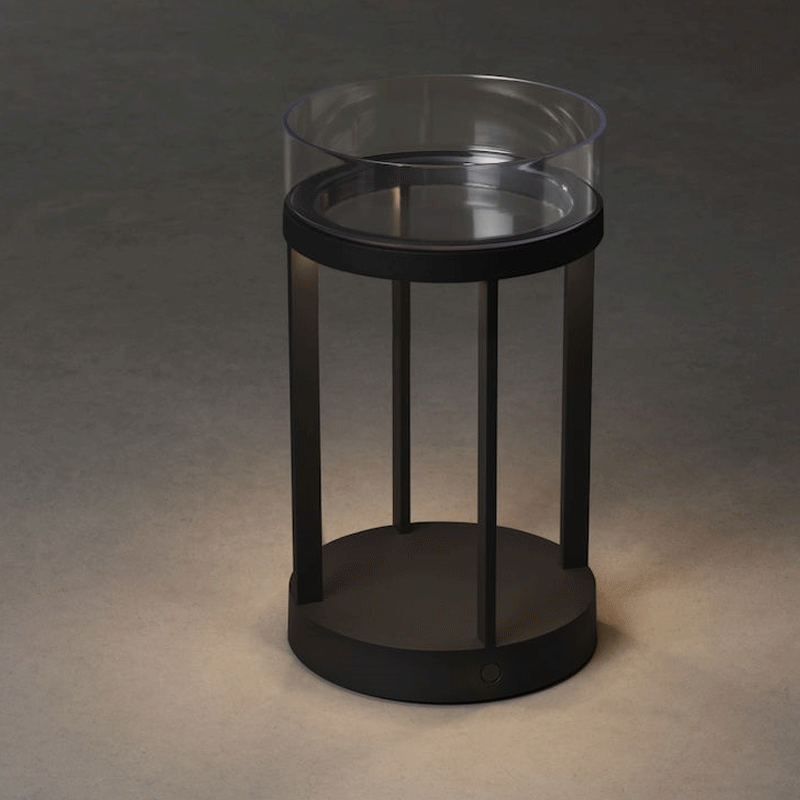 Konstsmide Chieti LED USB-Laterne Schwartz, dimmbar 2700/3000K Glasdeck
