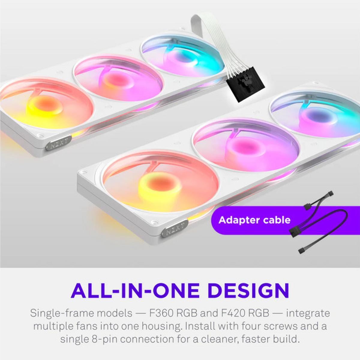 NZXT F360 RGB Reverse 3x 120mm PWM Lüfter weiß