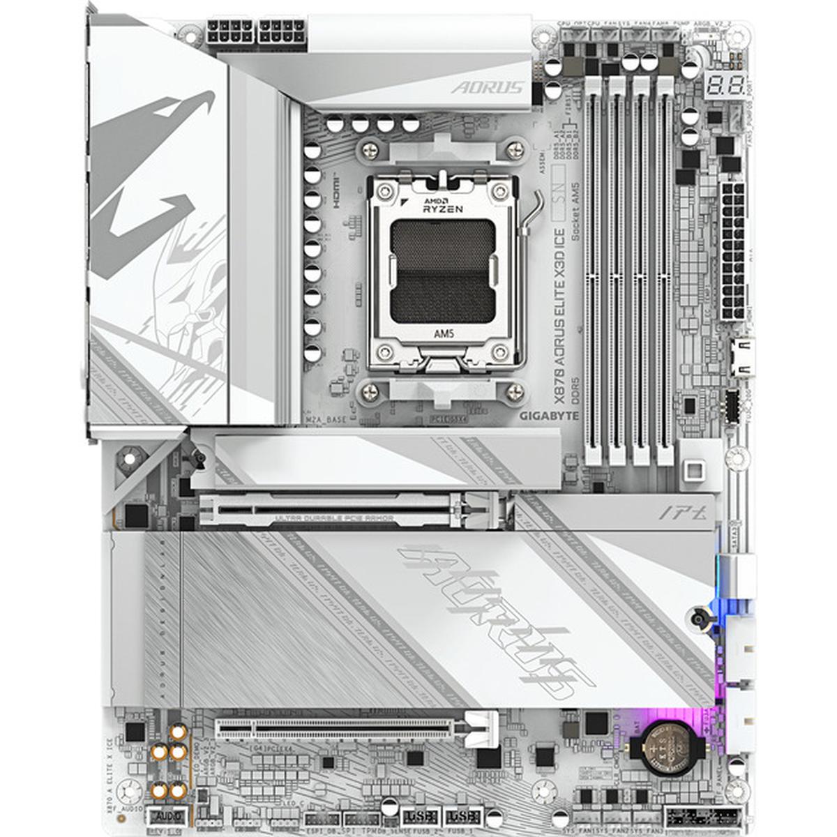 Gigabyte X870 AORUS Elite X3D Ice ATX Mainboard AMD AM5 weiß