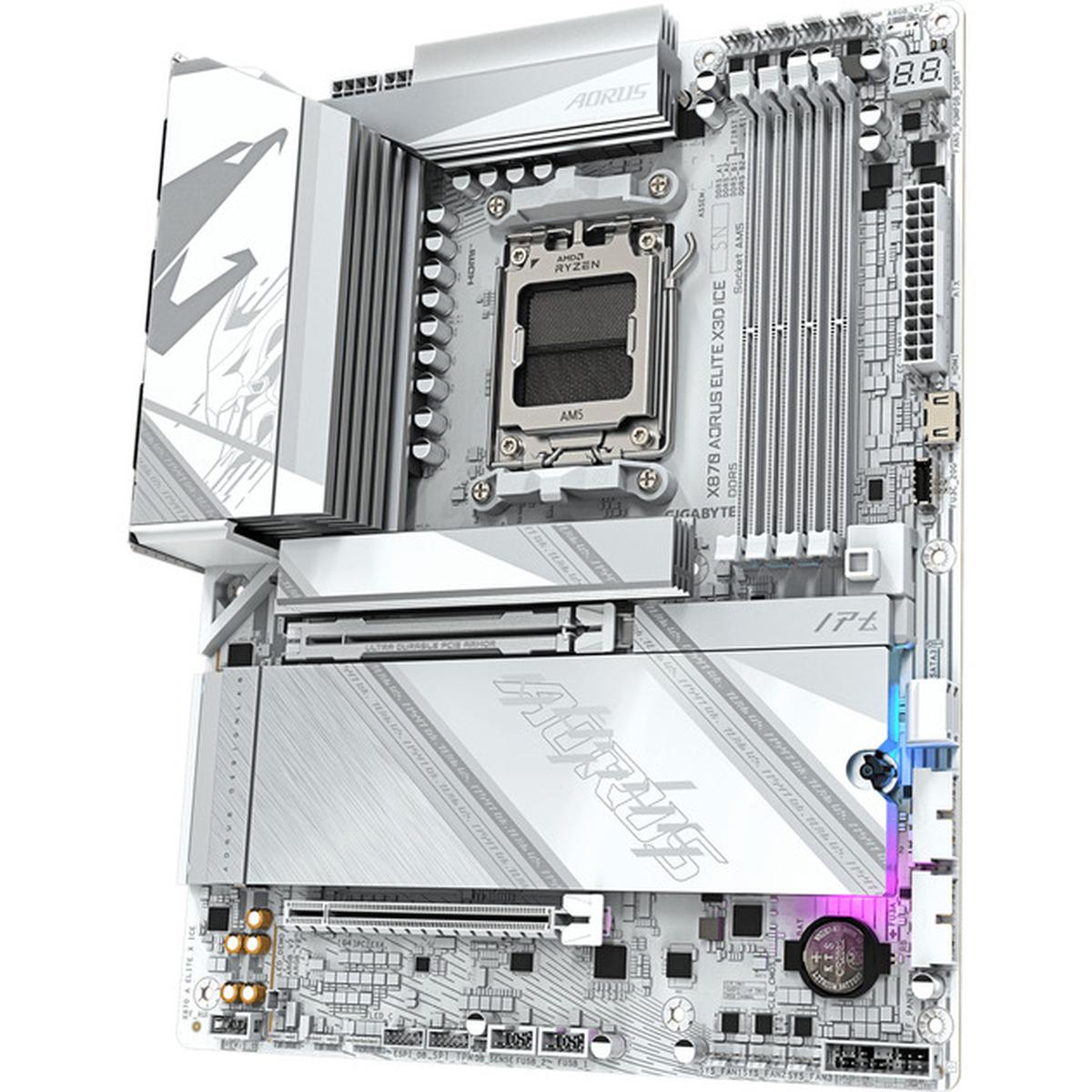 Gigabyte X870 AORUS Elite X3D Ice ATX Mainboard AMD AM5 weiß