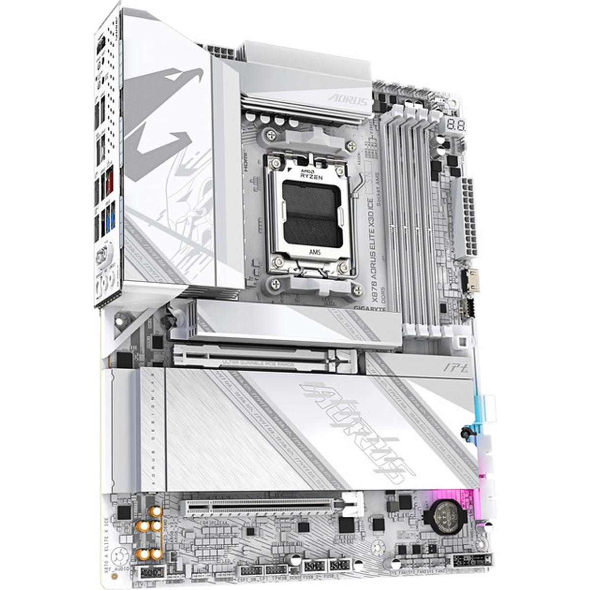 Gigabyte X870 AORUS Elite X3D Ice ATX Mainboard AMD AM5 weiß